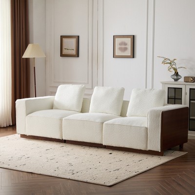 Standard Fabric Modular 3-Seater Sectional Sofa with Reversible Back Cushions, Soft Fiber Arm Pillows and Premium Quality Wood Frame