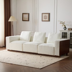 Standard Fabric Modular 3-Seater Sectional Sofa with Reversible Back Cushions, Soft Fiber Arm Pillows and Premium Quality Wood Frame - 1 of 4