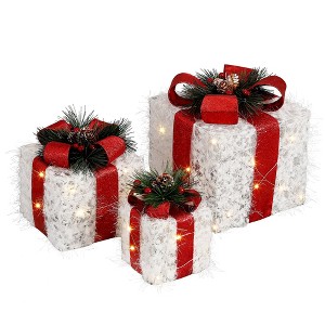 TackView Set of 3 Christmas Lighted Boxes, Christmas Boxes Present Decorations Outdoor Yard - 1 of 4