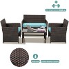 FIONECA Deluxe 4-Piece Patio Furniture Set ¨C Brown Rattan Outdoor Conversation Set with Navy Blue Cushions & Table - 2 of 4