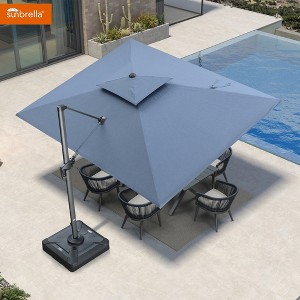 PURPLE LEAF Outdoor Cantilever Umbrellas with Base Large Patio Umbrella Offset Umbrella 360 Degree Rotation - 1 of 4