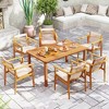 Tangkula Patio Solid Wood Dining Table w/ Umbrella Hole Teak Oil Finish Rectangular - 4 of 4
