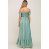 PinkBlush Green Striped Off Shoulder Front Tie Maternity Maxi Dress - 4 of 4
