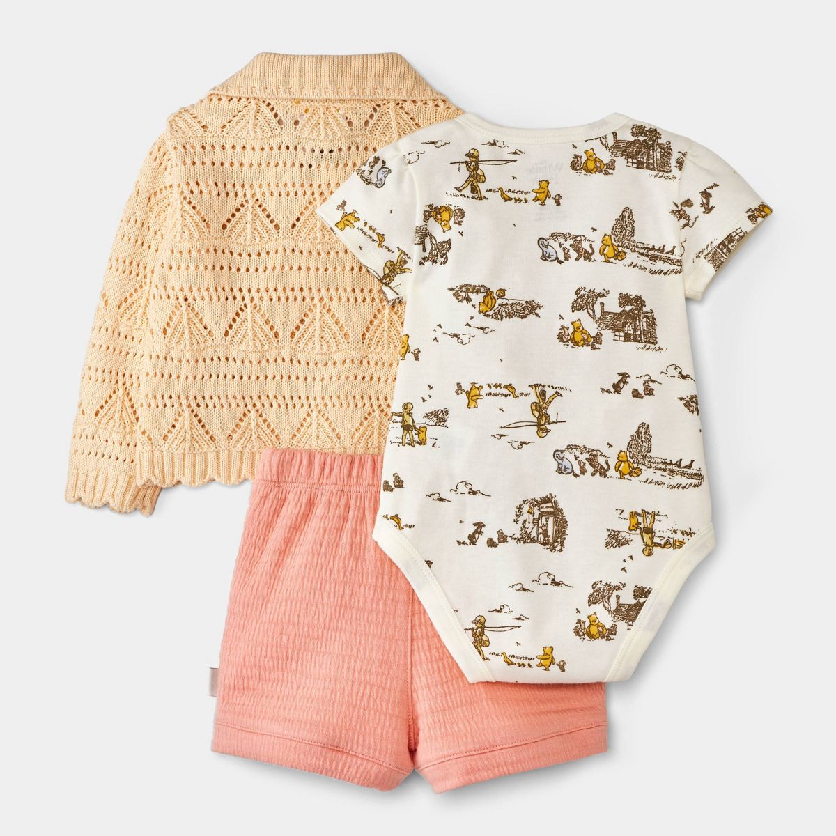 Baby Girls' 3pc Disney Winnie the Pooh Collection Bodysuit, Cardigan and Shorts Set - Yellow - thumbnail 3
