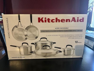 Kitchenaid 10pc Hard Anodized Nonstick Cookware Set Black : Target