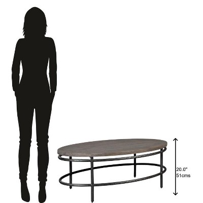 52" Black and Gray Oval Wood Coffee Table with Storage