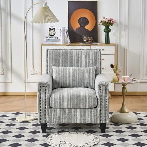 PAGED Accent Chair with Arms, Comfy Upholstered Armchair with Nailhead Trim, Living Room Chairs with Wood Frame for Office - 1 of 4