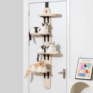 Mewoofun Pet Toy Door Mounted Cat Tree and Climber, with Cat Shelves, Cat Ladder and Removable Soft Mat, 4 Levels, Brown, 16.54"*8.46"*7.68" - 1 of 1
