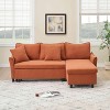 VYNXARIA 80-inch corduroy L-shaped sofa comes with two small throw pillows that can be converted into a sofa bed for storage - 4 of 4
