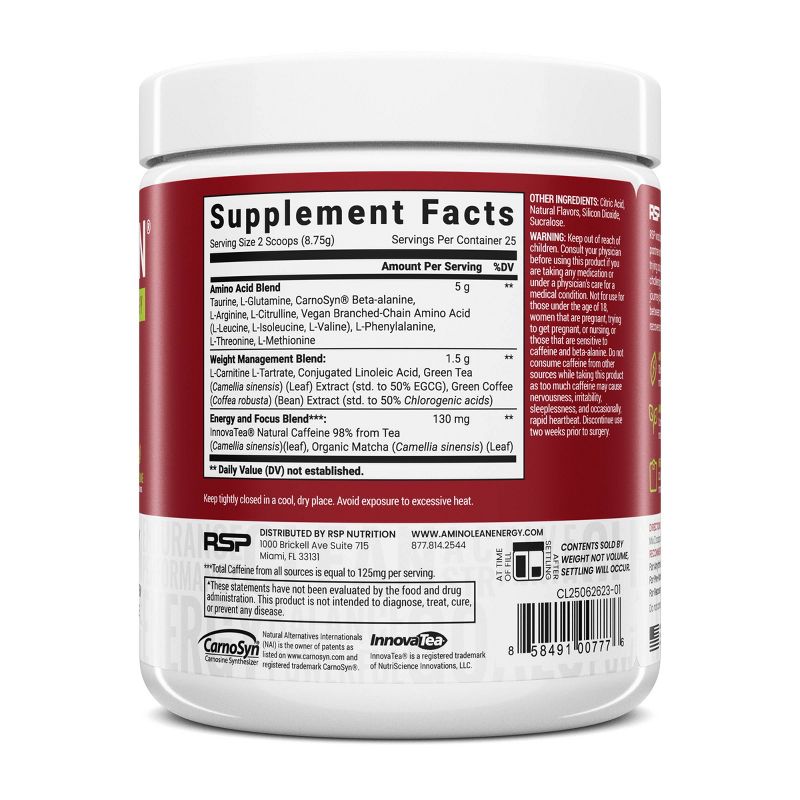 RSP Nutrition AminoLean Pre-Workout Powder - Cherry - 205gms, 4 of 10