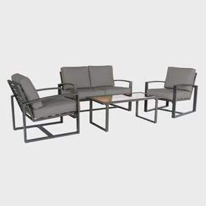 Leisure Made Jasper 4pc Aluminum Seating in Gray Fabric - 1 of 4