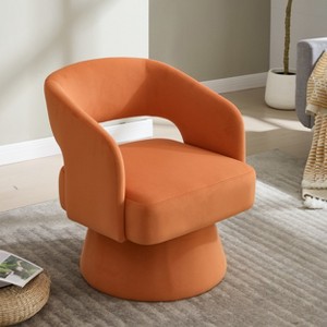Airsurfer Velvet Swivel Barrel Chair, 360-Degree Swivel Accent Armchair, Modern Club Chair for Living Room, Bedroom, Reception Room - 1 of 4