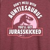 Women's - Instant Message - Auntie-saurus Jurasskicked Lightweight French Terry Wide Neck Long Sleeve Graphic Shirt - 2 of 4