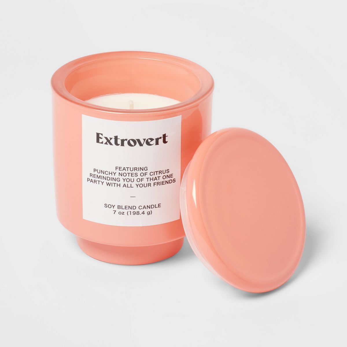 Coral Exterior Painted Glass with Glass Lid Extrovert Peach Candle Orange - Opalhouse™