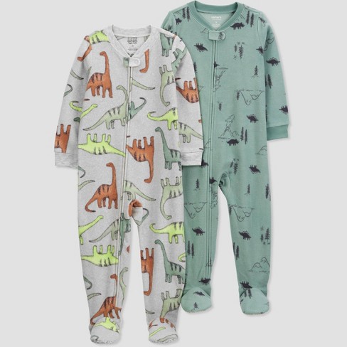 Carter s Just One You Toddler Boys Dinosaurs And Nature Fleece Footed Pajamas Green 12m Target