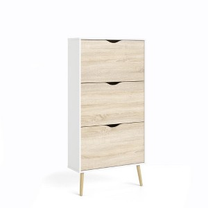 Tvilum,Diana 3 Drawer Shoe Cabinet, White/Oak Structure - 1 of 1
