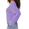 Women's Long Sleeve Double V-Neck Two Tone Eyelash Sweater - Democracy - 2 of 4