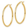Black Bow Jewelry 2mm Round Hoop Earrings in 14k Yellow Gold, 35mm (1 3/8 Inch) - 2 of 4