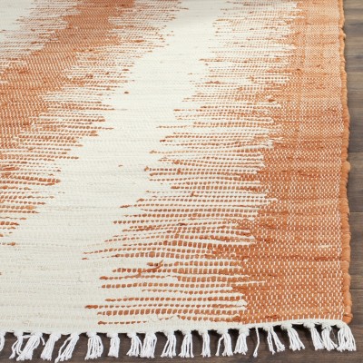 Coastal Charm Orange Cotton Flat Woven 4'x6' Area Rug