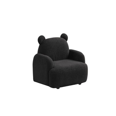 GlasFlength Sofas Playful Bear Shaped Soft Fabric Kids Armchair Durable with Plush Upholstery for Playrooms, Black, 21"*25.5"*23"