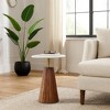Timeless Marble Top End Table with Sleek Fluted Base Accent - Compact Small Side Table for Home, Covered Patio, or Living Room End Tables - 3 of 4