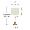 360 Lighting Westbury 36" Tall Skinny Large Traditional End Table Lamp Swing Arm Gold Antique Brass Finish Single Cascade White Shade Living Room - 4 of 4