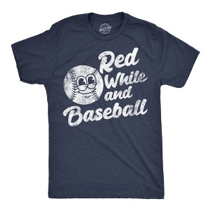 Mens Funny T Shirts Red White And Baseball Sarcastic Fourth Of July Graphic Novelty Tee For Men - Crazy Dog Men's T Shirt Navy S - 1 of 4