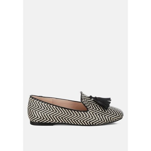 Женские туфли Rag & Co Womens Dara Raffia Tassels Detail Loafers 6