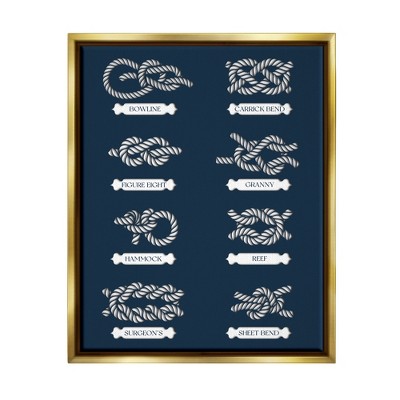 Stupell Industries Boating Knots Nautical Diagram Framed Floater Canvas Wall Art