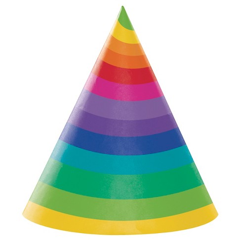  Rainbow Party Hats 8 Pk Target