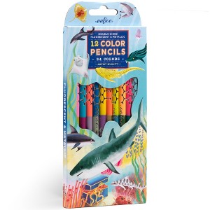 eeBoo: Double-Sided Colored Pencils, Shark, 12pcs, Kids Art & Drawing Supplies - 1 of 4