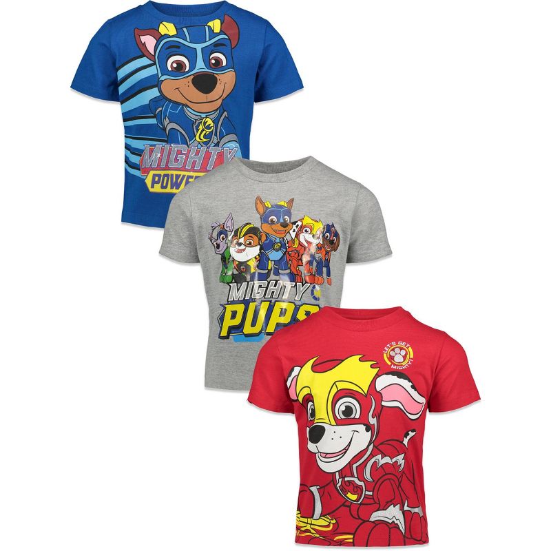  Nickelodeon Paw Patrol Mighty Pups 3 Pack Graphic T-Shirt, 1 of 10