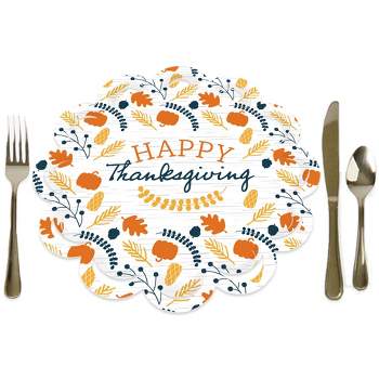 Big Dot of Happiness Happy Thanksgiving - Fall Harvest Party Round Table Decorations - Paper Chargers - Place Setting For 12