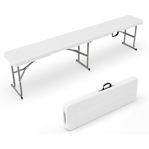 VINGLI 6 FT Plastic Folding Bench,Portable Indoor/Outdoor Picnic Party Camping Dining Seat, Garden Soccer Entertaining Activities, White - 1 of 4