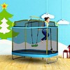 3-in-1 Kids Trampoline with Safety Net, Gymnastics Bar & Swing, Blue - 2 of 4