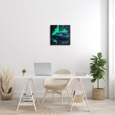 Urban Sports Car Neon Graffiti Canvas Wall Art, 17 x 17