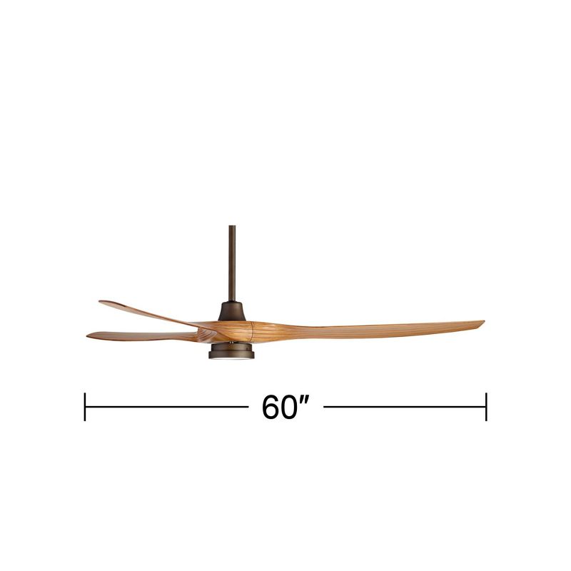 60" Casa Vieja Modern Rustic Indoor Outdoor Ceiling Fan with Light LED Remote Rubbed Bronze Walnut Finish Blades Damp Rated for Patio, 4 of 10
