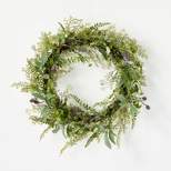 Mixed Greenery and Asymmetrical Thistle Wreath - Threshold™ designed with Studio McGee