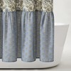 Lush Decor Lillian Block Print Linen Textured Shower Curtain Blue/Sage Single 72x72 - 2 of 4
