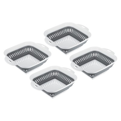 Unique Bargains Durable Silicone Foldable Convenient Design Multi-Purpose Colander 4 Pcs