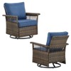 POCASSY High Back Outdoor Swivel Rocker Set of 2, Brown Wicker Furniture Swivel Chair with 5-Inch Wide Armrest and Thick Cushion for Porch - 3 of 4