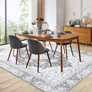 Washable Vintage Floral Area Rug - 1 of 4