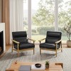 Art Leon Modern Leather and Oak Accent Chair - 3 of 4