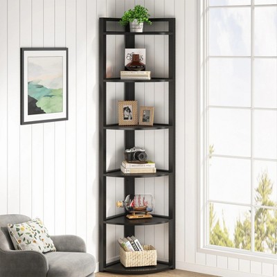 Hommoo 6-Tier Corner Shelf, Small Corner Bookshelf Storage Rack