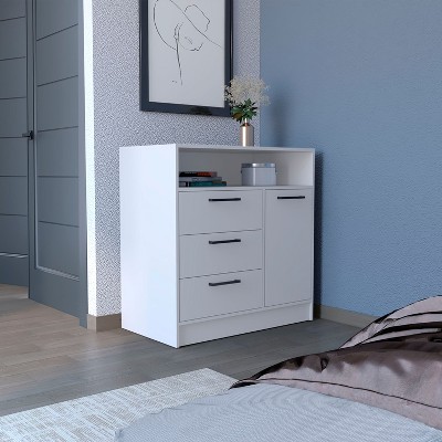 Okak 3-Drawer Dresser with 1 Door-Storage Cabinet&1 Shelf,Spacious Storage Dresser for Living Room,Bedroom,Entryway,White