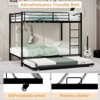 Okak Queen/Full Tube Iron Bunk Bed with Ladders & Rolling Trundle,Contemporary Bed Frame for Bedroom,Dormitory - 3 of 4