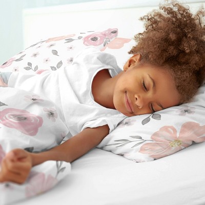 Sweet Jojo Designs Girl Full/Queen Comforter Bedding Set Watercolor Floral Pink and Grey 3pc. — фото 4