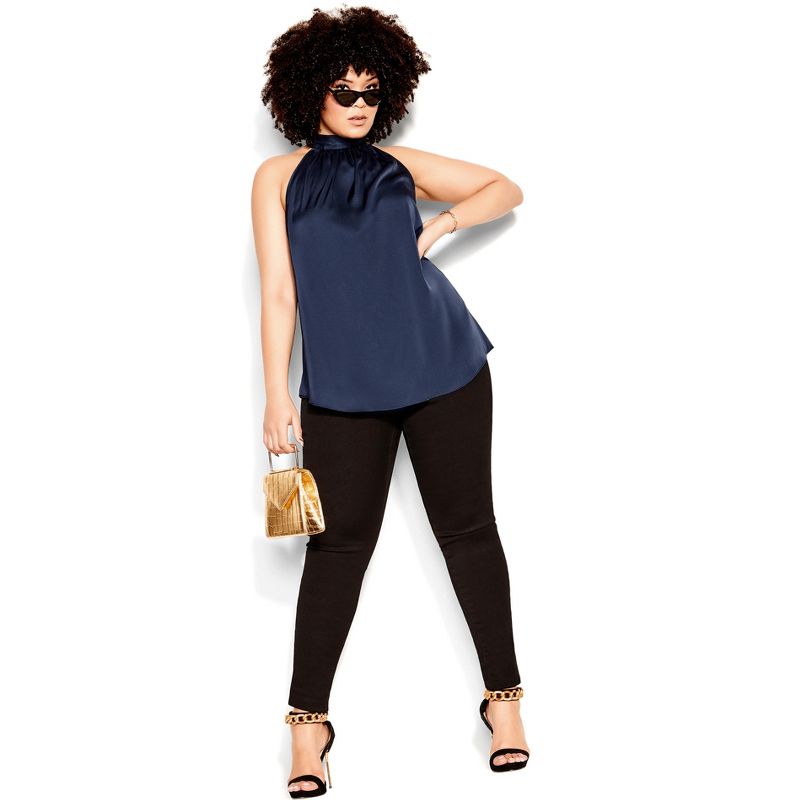Women's Plus Size Sexy Shine Top - navy | CITY CHIC, 2 of 6