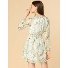 Allegra K Women's Floral Smocked Waist Tie Neck Layered Chiffon Mini Dress - 3 of 4