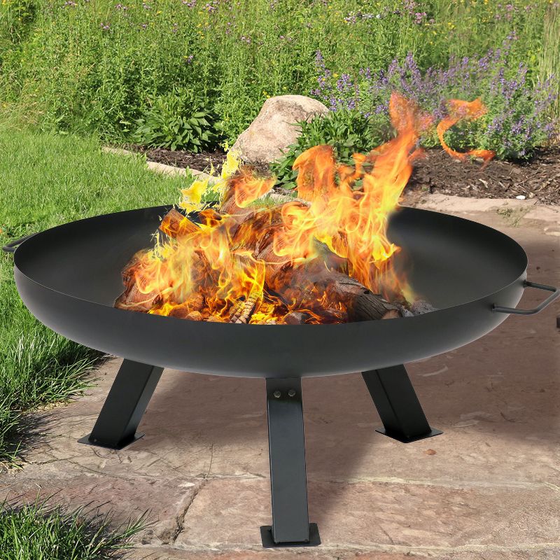 Sunnydaze Rustic Steel Tripod Fire Pit with Protective Cover - 29.25-Inch Round - Black, 2 of 8
